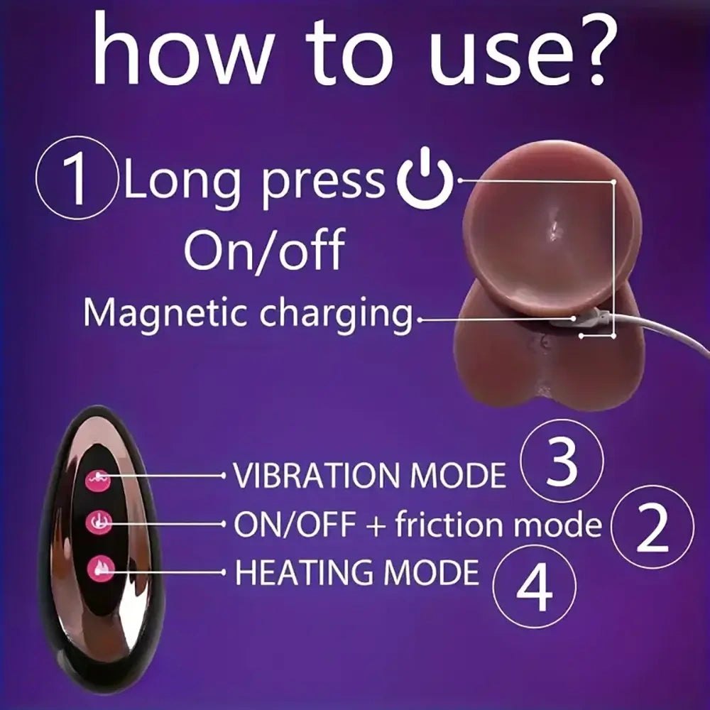 Vibrating thrusting silicone dildo, photo 7