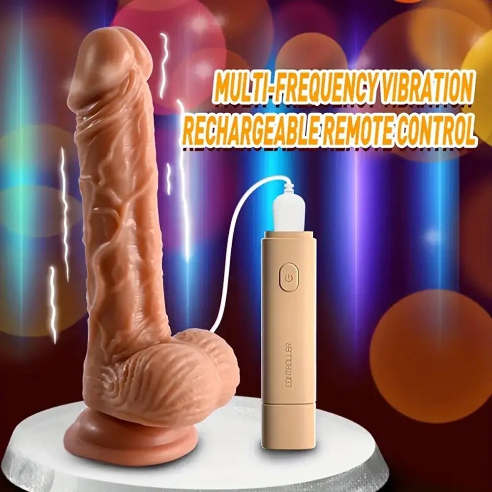 Flesh-tone vibrating TPE dildo, photo 1