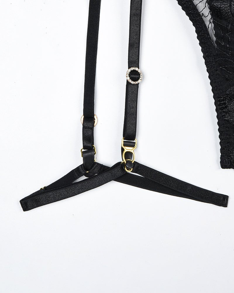 Vintage gemstone chain lace garter set, photo 11