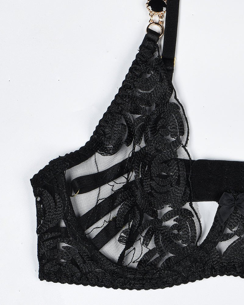 Vintage gemstone chain lace garter set, photo 8