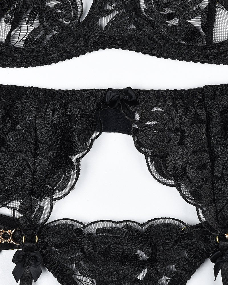 Vintage gemstone chain lace garter set, photo 9