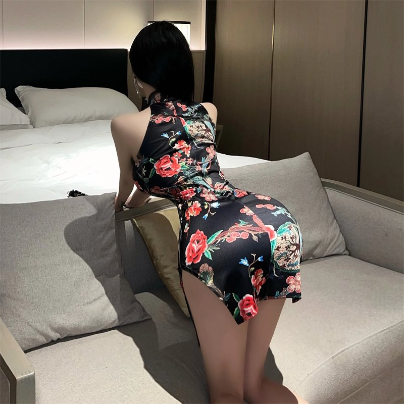 Vintage print split cheongsam dress, photo 13