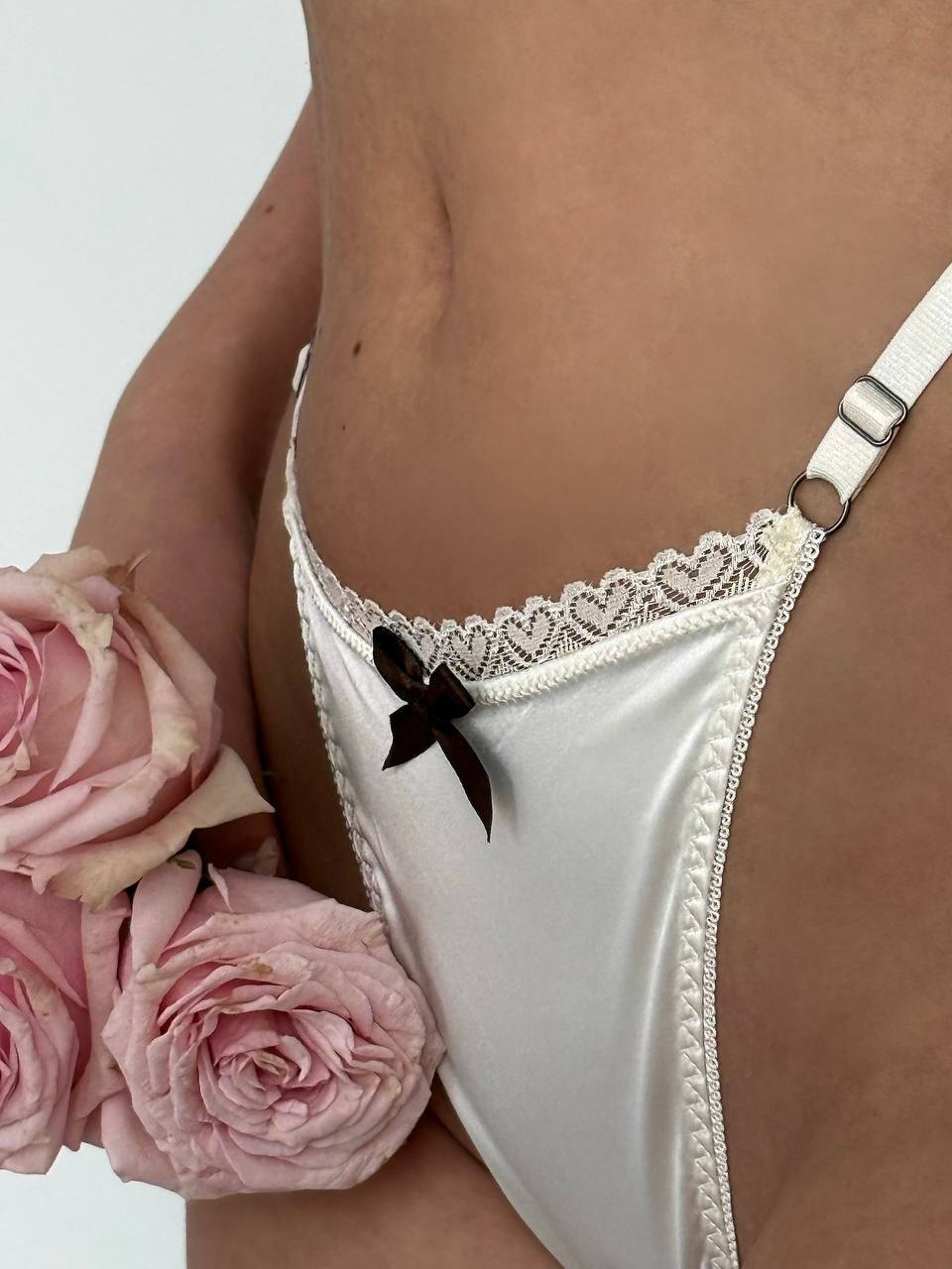 Vintage satin bow bra thong set, photo 4