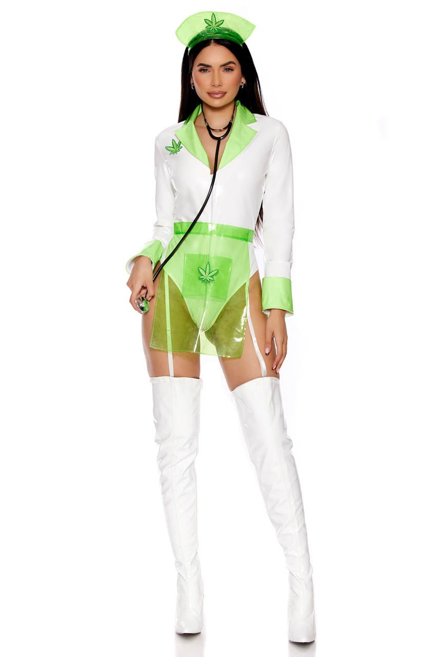 Vinyl lab coat nurse roleplay bodysuit, photo 3