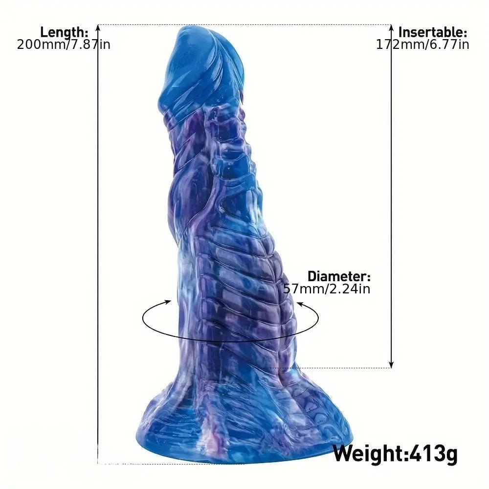 Blue and purple dragon scale fantasy dildo, photo 4