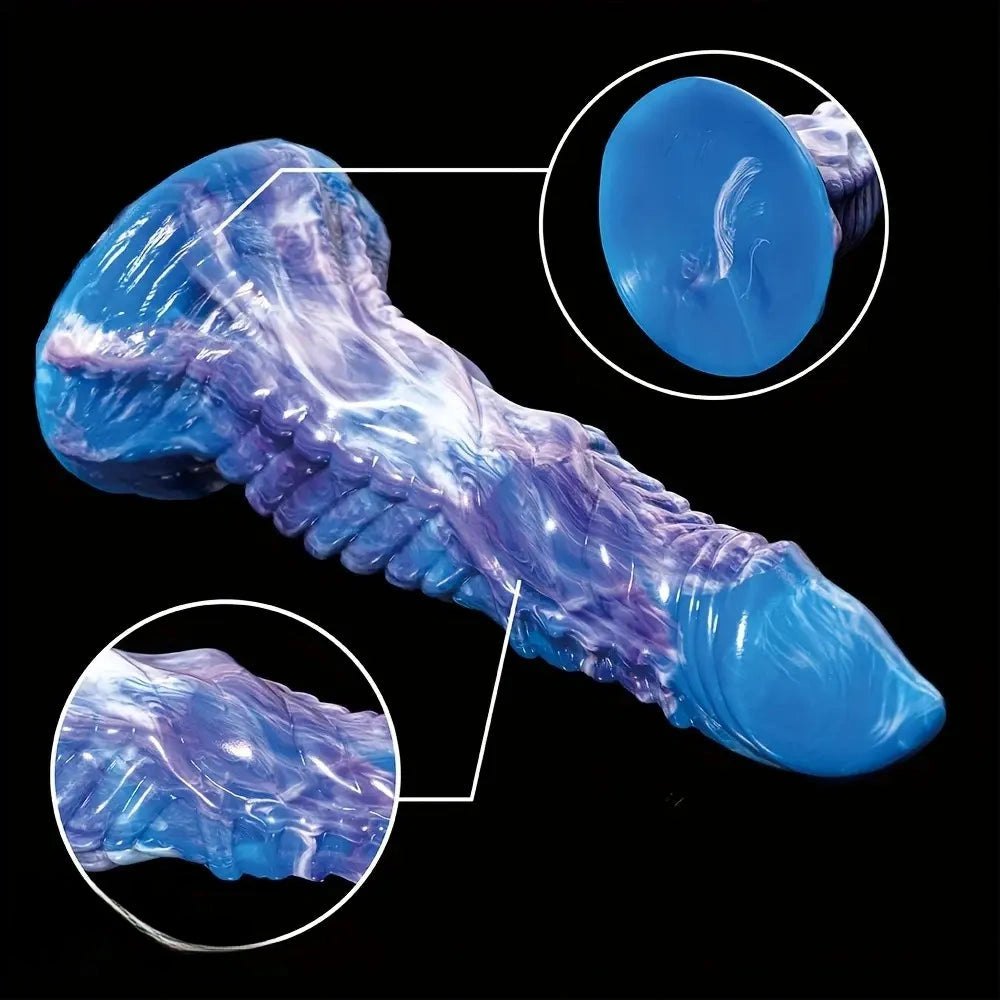 Blue and purple dragon scale fantasy dildo, photo 5