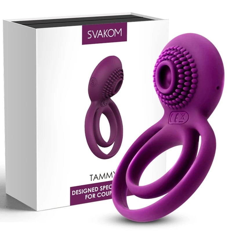 Violet dual ring vibrating cock ring, photo 1