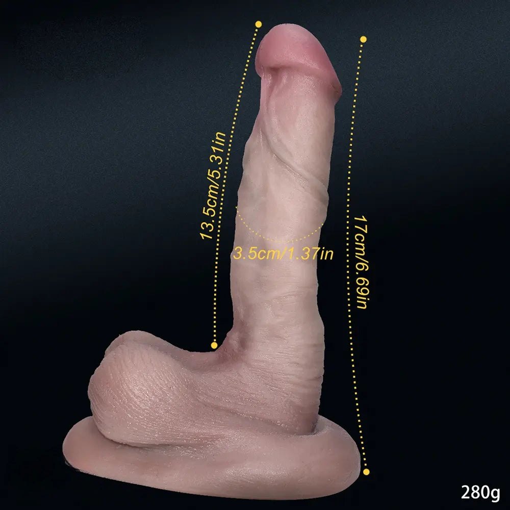 Flesh realistic silicone dildo with detailed glans, photo 5