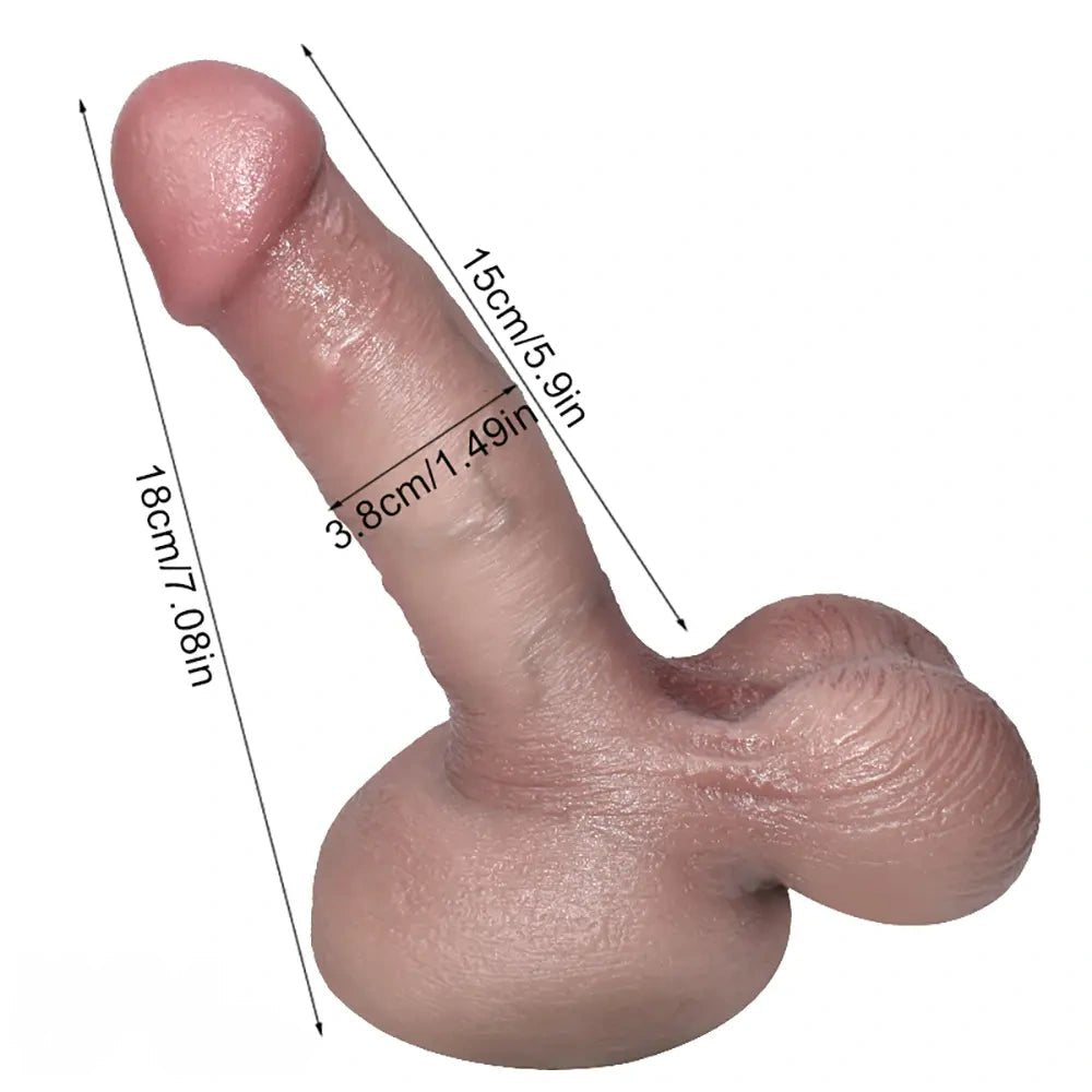 Thick silicone realistic dildo mounted by suction cup base, photo 4