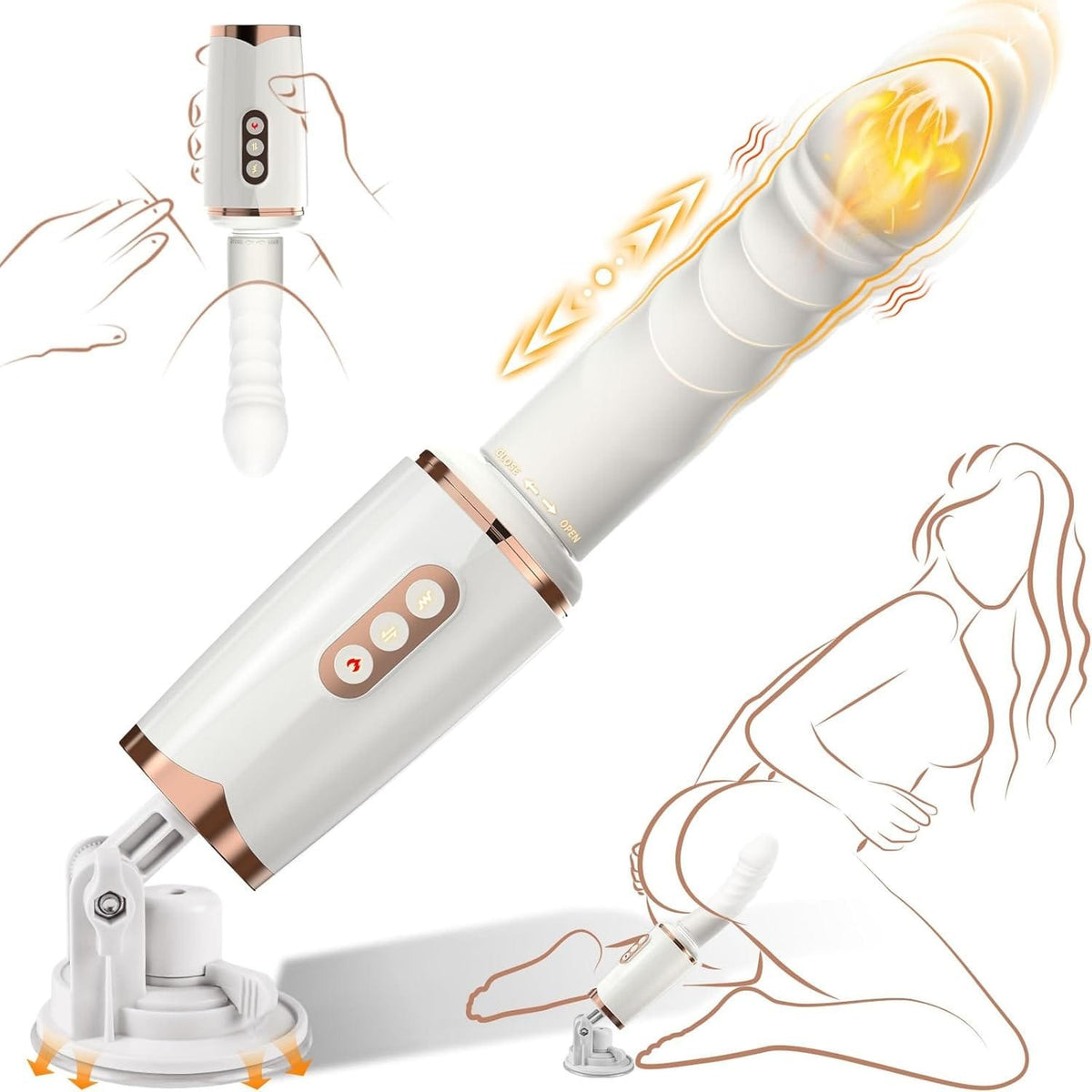 Thrusting and vibrating dildo vibrator with suction cup base, photo 1