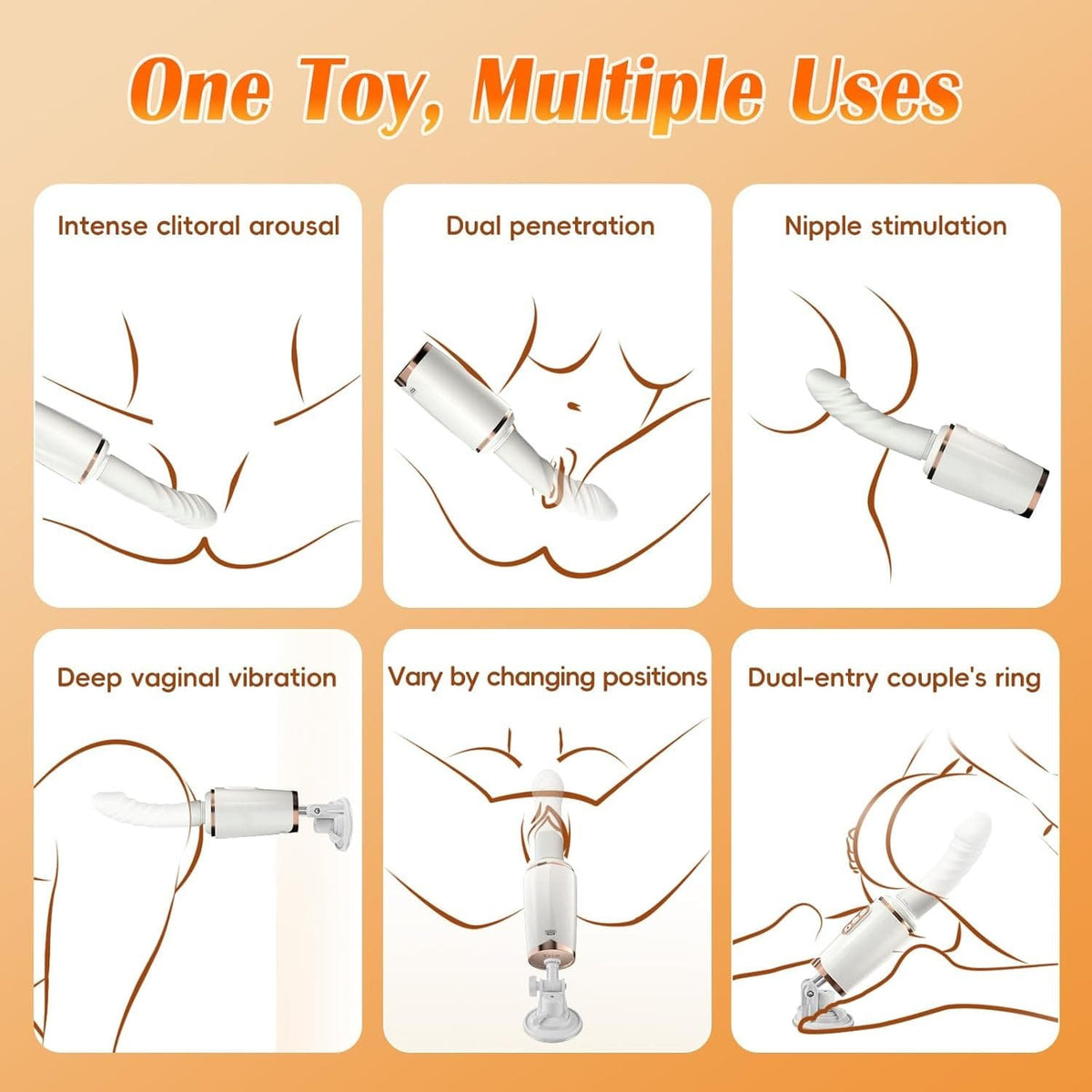 Thrusting and vibrating dildo vibrator with suction cup base, photo 3