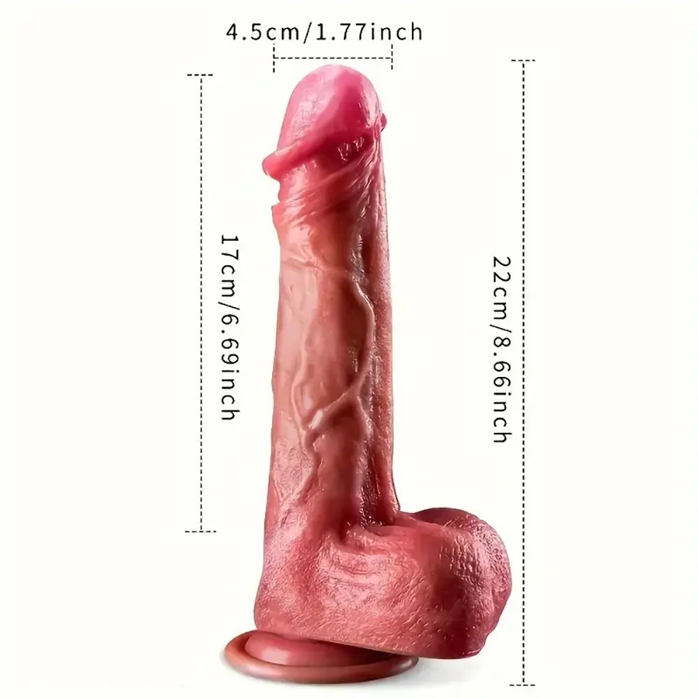 Brown silicone vibrating thrusting dildo, photo 10