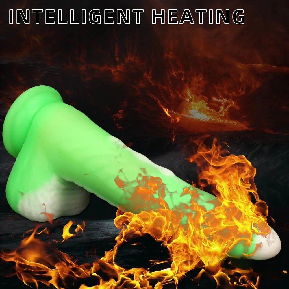 Green vibrating thrusting silicone dildo, photo 6