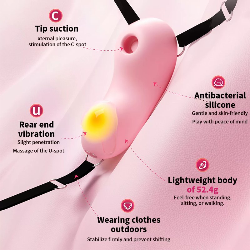 Blush pink wearable warming clitoral suction vibrator, photo 5