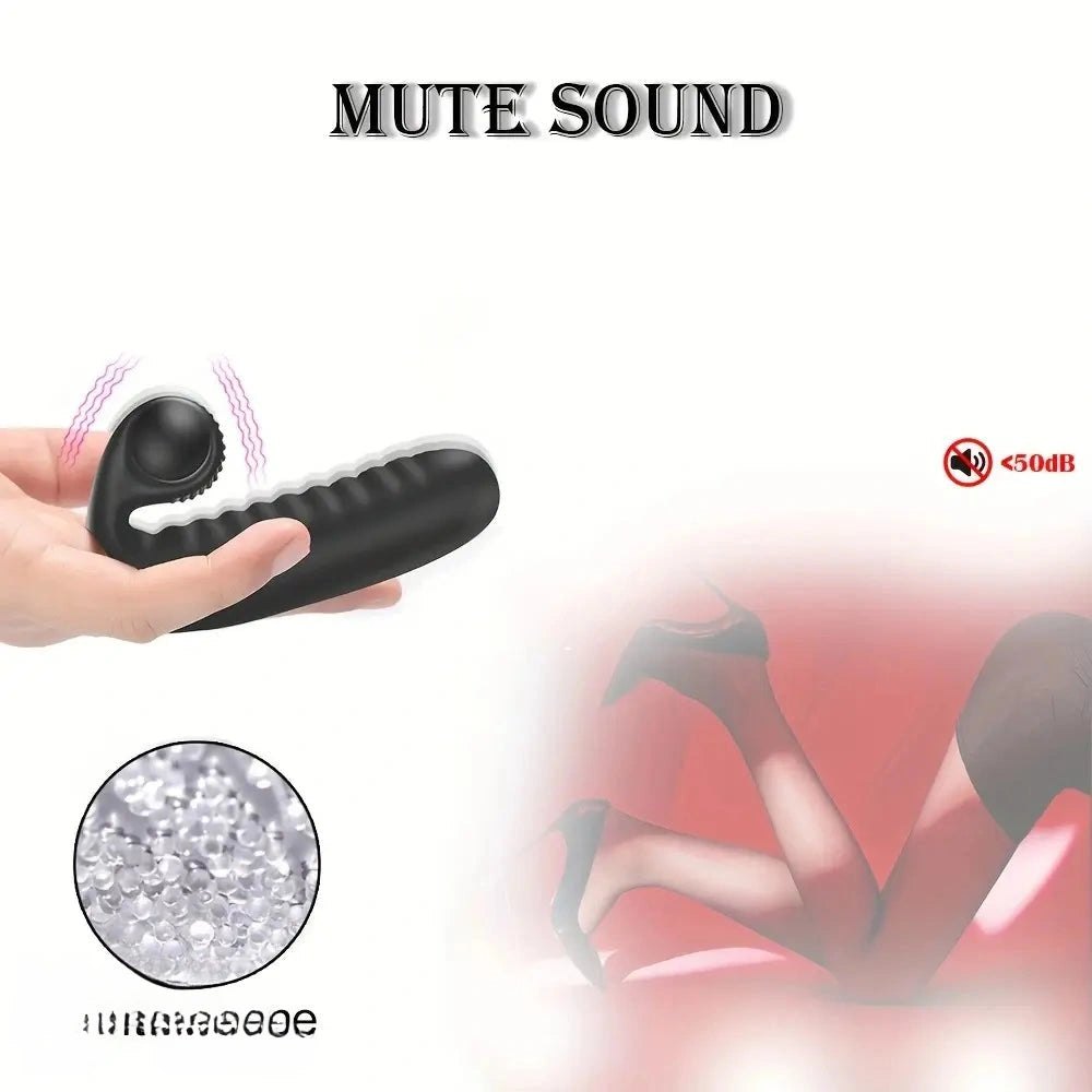 Black PVC finger sleeve clitoral stimulator with bullet, photo 3