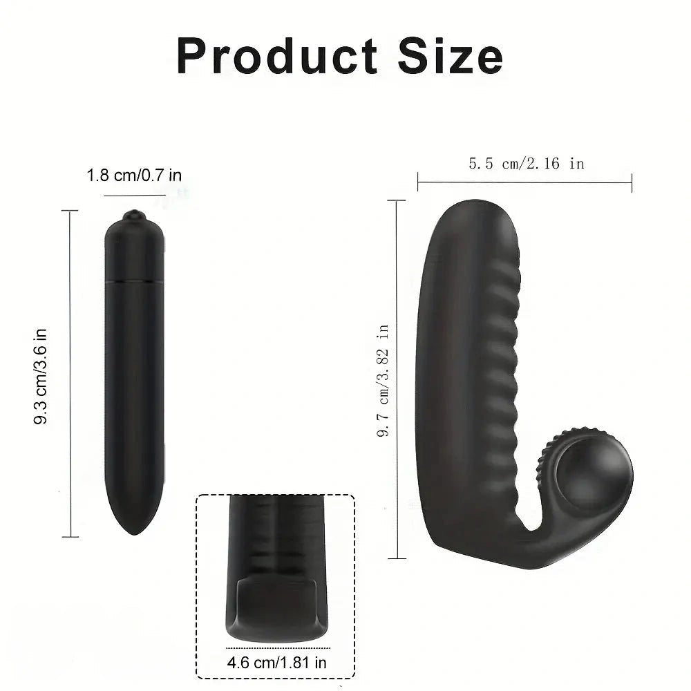 Black PVC finger sleeve clitoral stimulator with bullet, photo 4