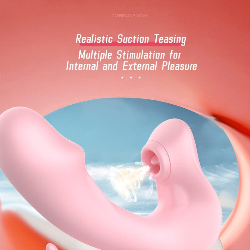 Pink wearable G-spot and clitoral suction vibrator, photo 3