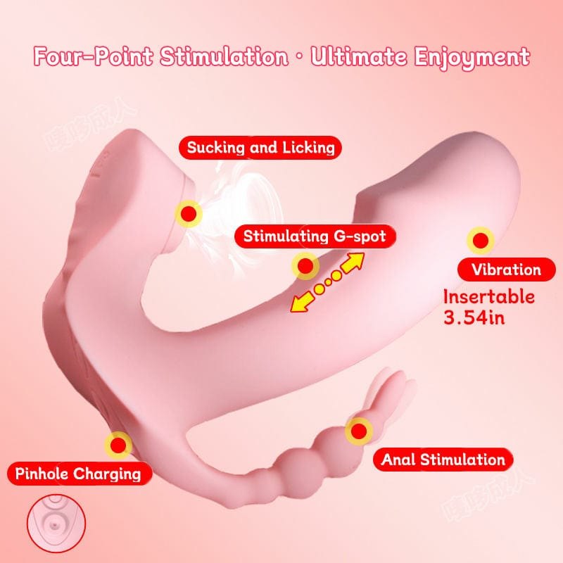 Pink wearable G-spot and clitoral suction vibrator, photo 4