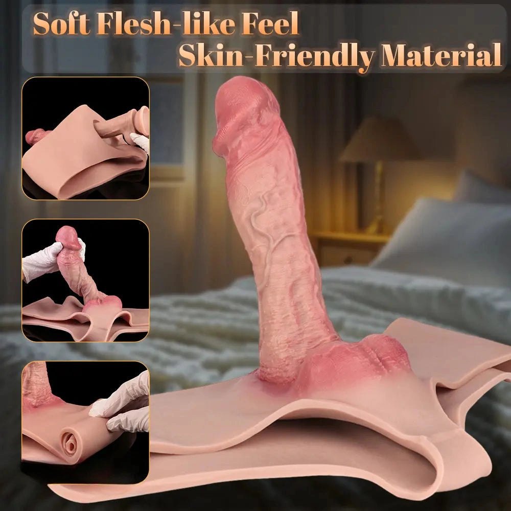 Flesh-tone wearable hollow dildo sleeve, photo 10