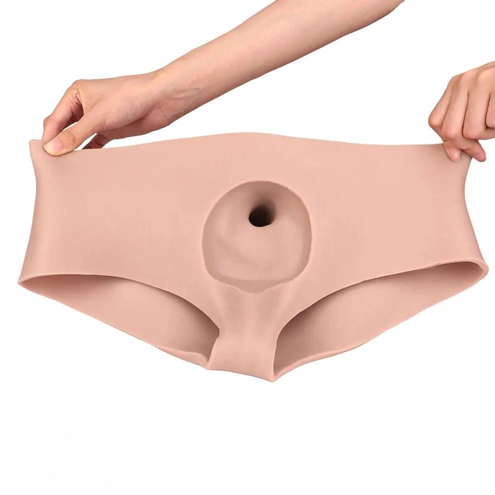 Flesh-tone wearable hollow dildo sleeve, photo 15