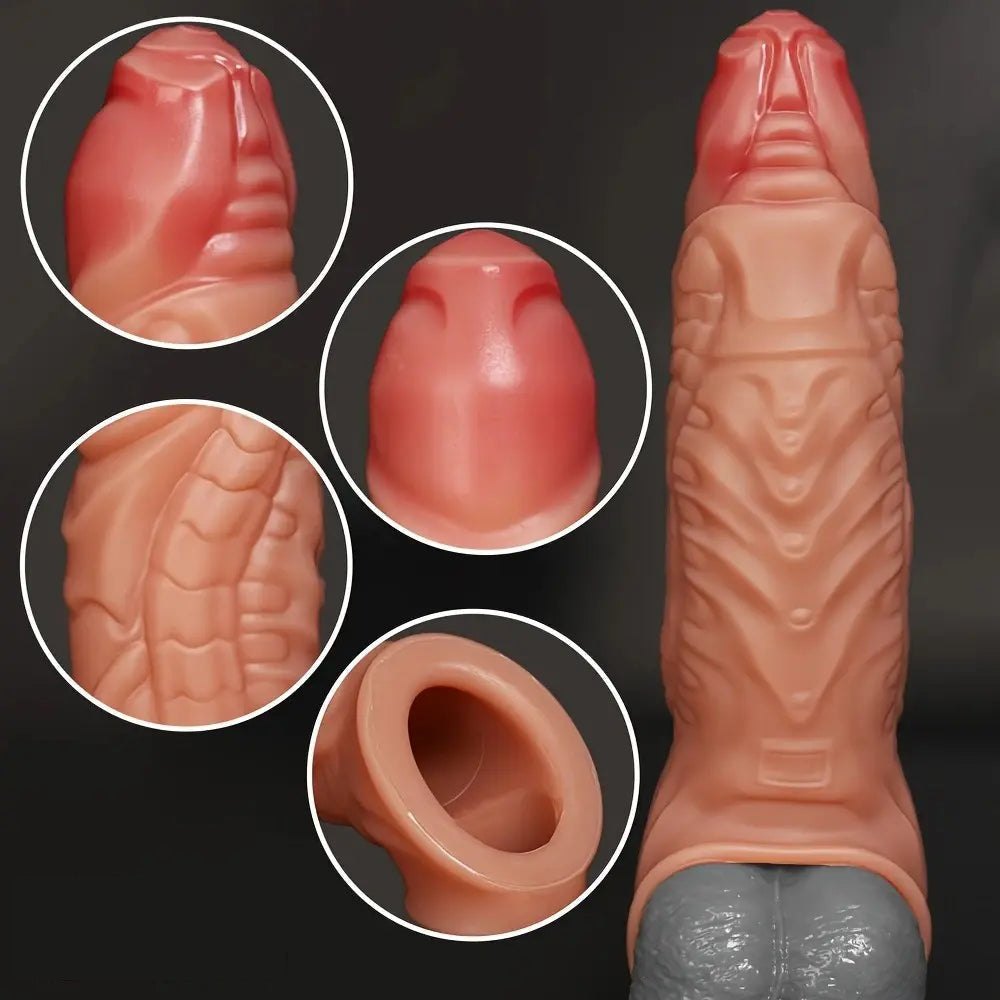 Flesh hollow liquid silicone penis sleeve, photo 4