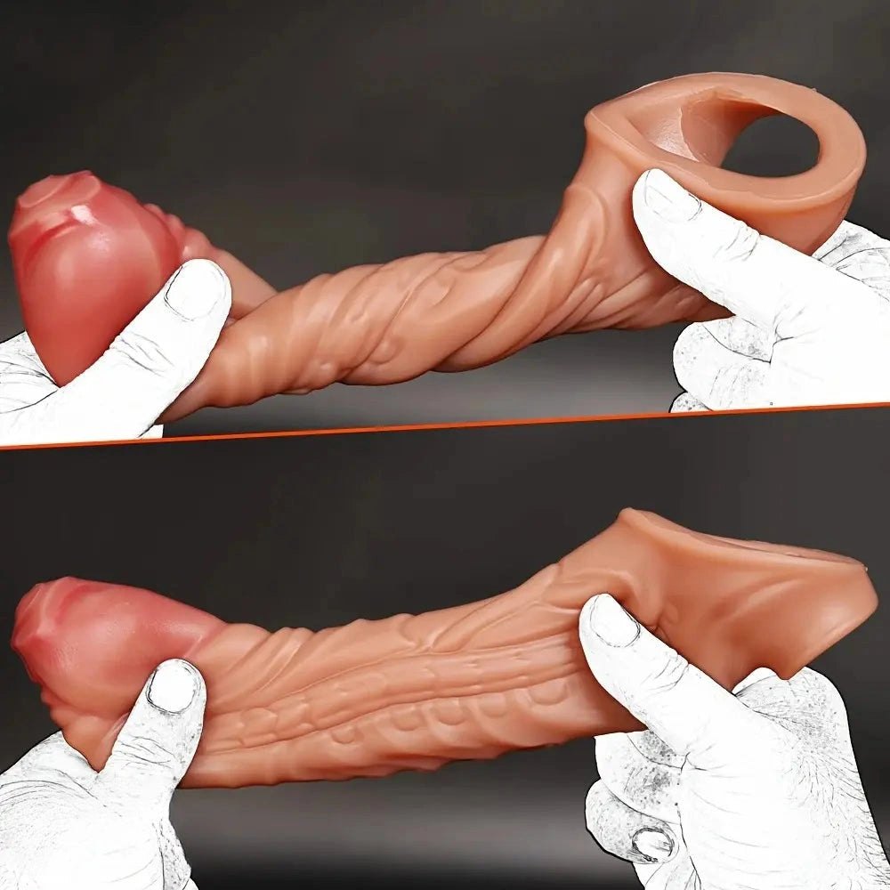 Flesh hollow liquid silicone penis sleeve, photo 7