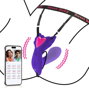 Purple wearable panty vibrator with insertable arm