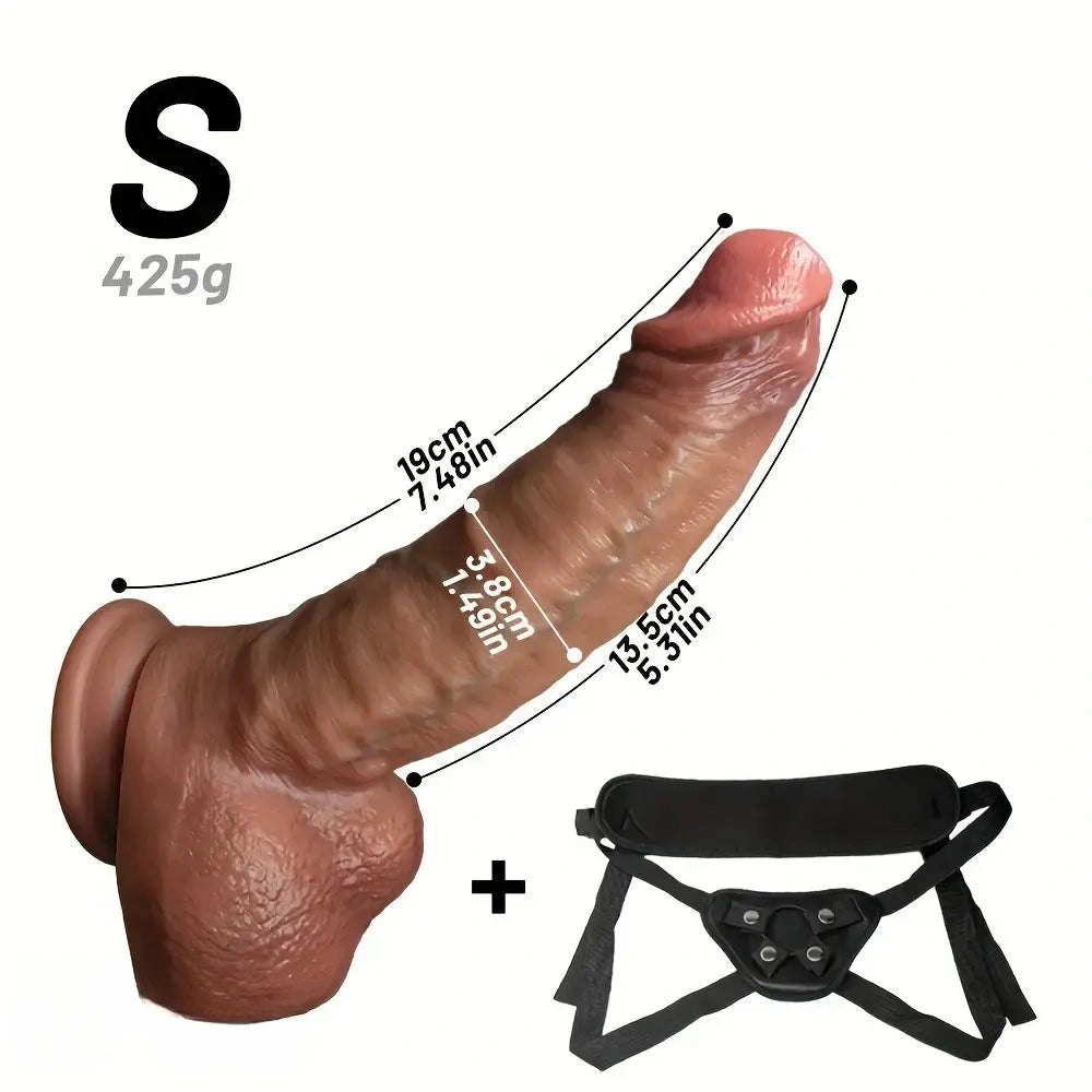 Flesh-tone realistic strap-on dildo with harness, photo 14