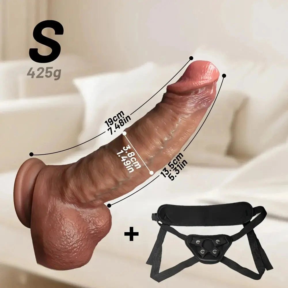 Flesh-tone realistic strap-on dildo with harness, photo 7