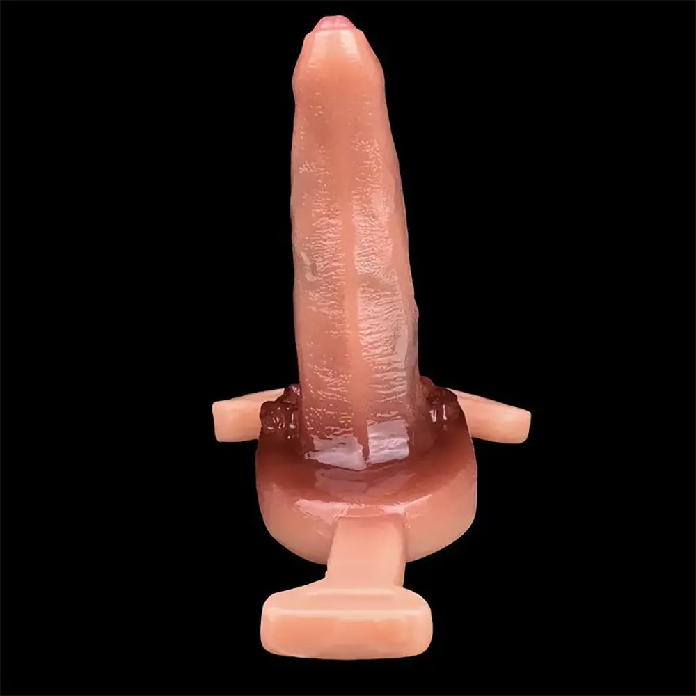 Flesh tone silicone strap-on dildo, photo 9