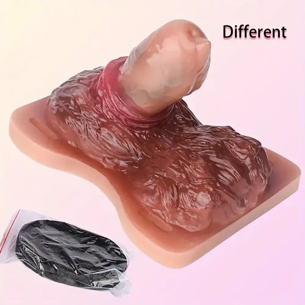 Colorful silicone strap-on grinder dildo with straps, photo 12