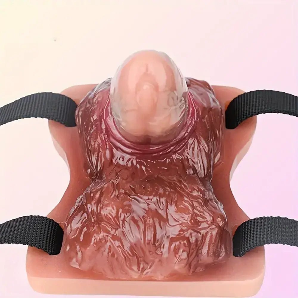 Colorful silicone strap-on grinder dildo with straps, photo 13