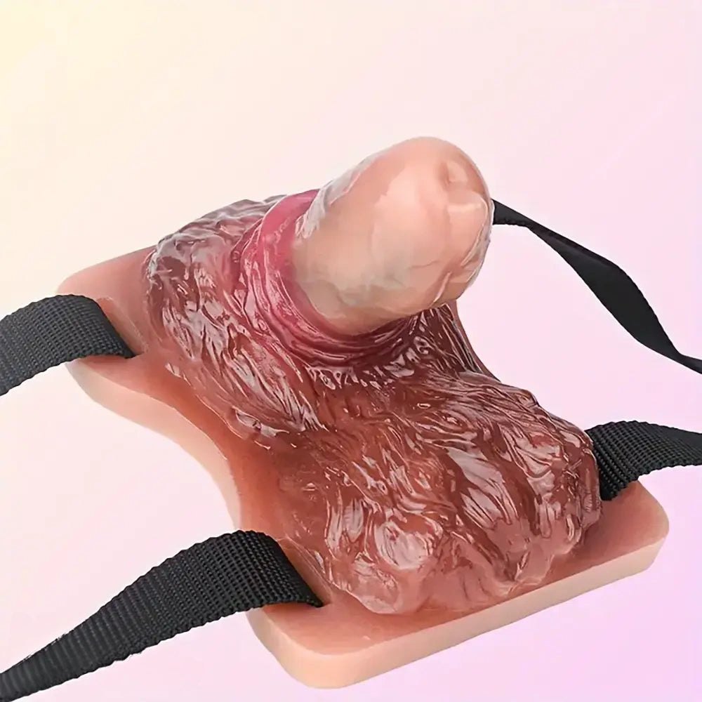 Colorful silicone strap-on grinder dildo with straps, photo 2
