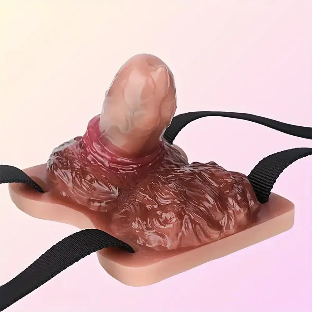 Colorful silicone strap-on grinder dildo with straps, photo 5