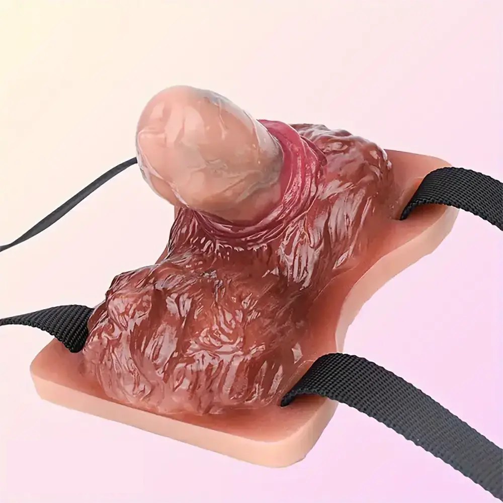 Colorful silicone strap-on grinder dildo with straps, photo 8