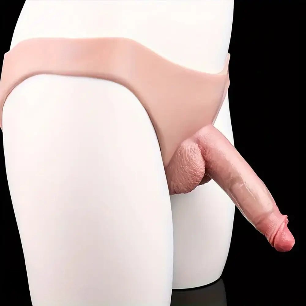 Flesh tone wearable silicone strap-on panty dildo, photo 6