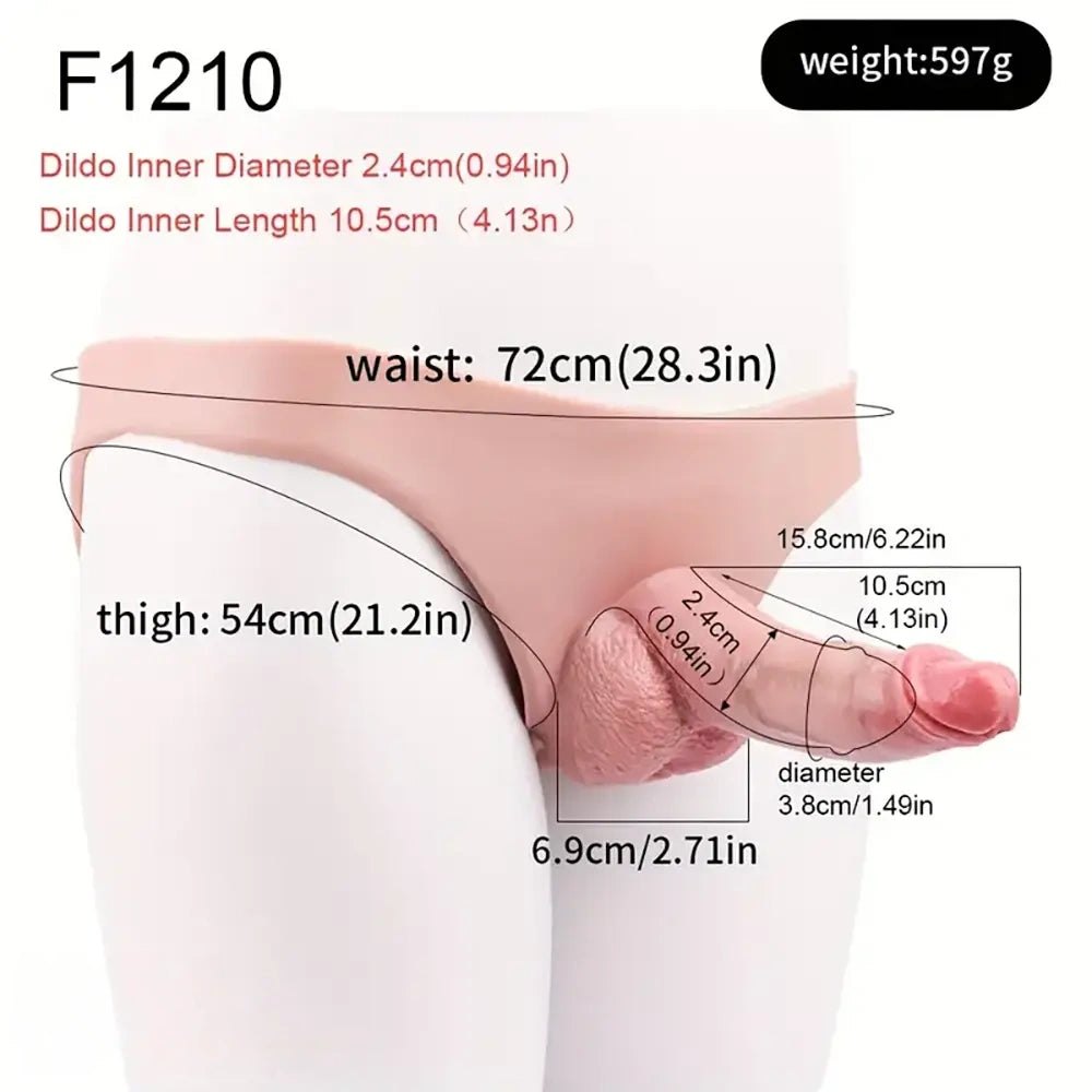 Flesh tone wearable silicone strap-on panty dildo, photo 7