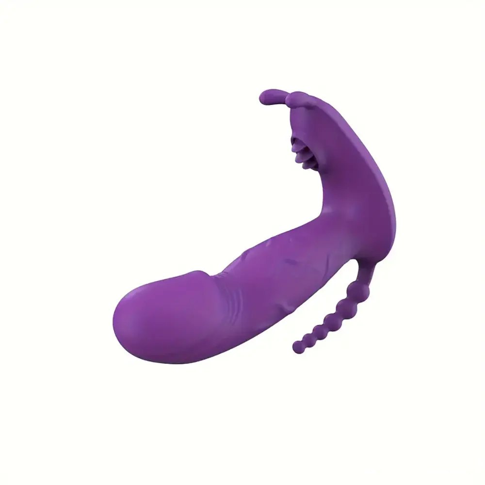 Purple wearable rabbit-style tapping vibrator