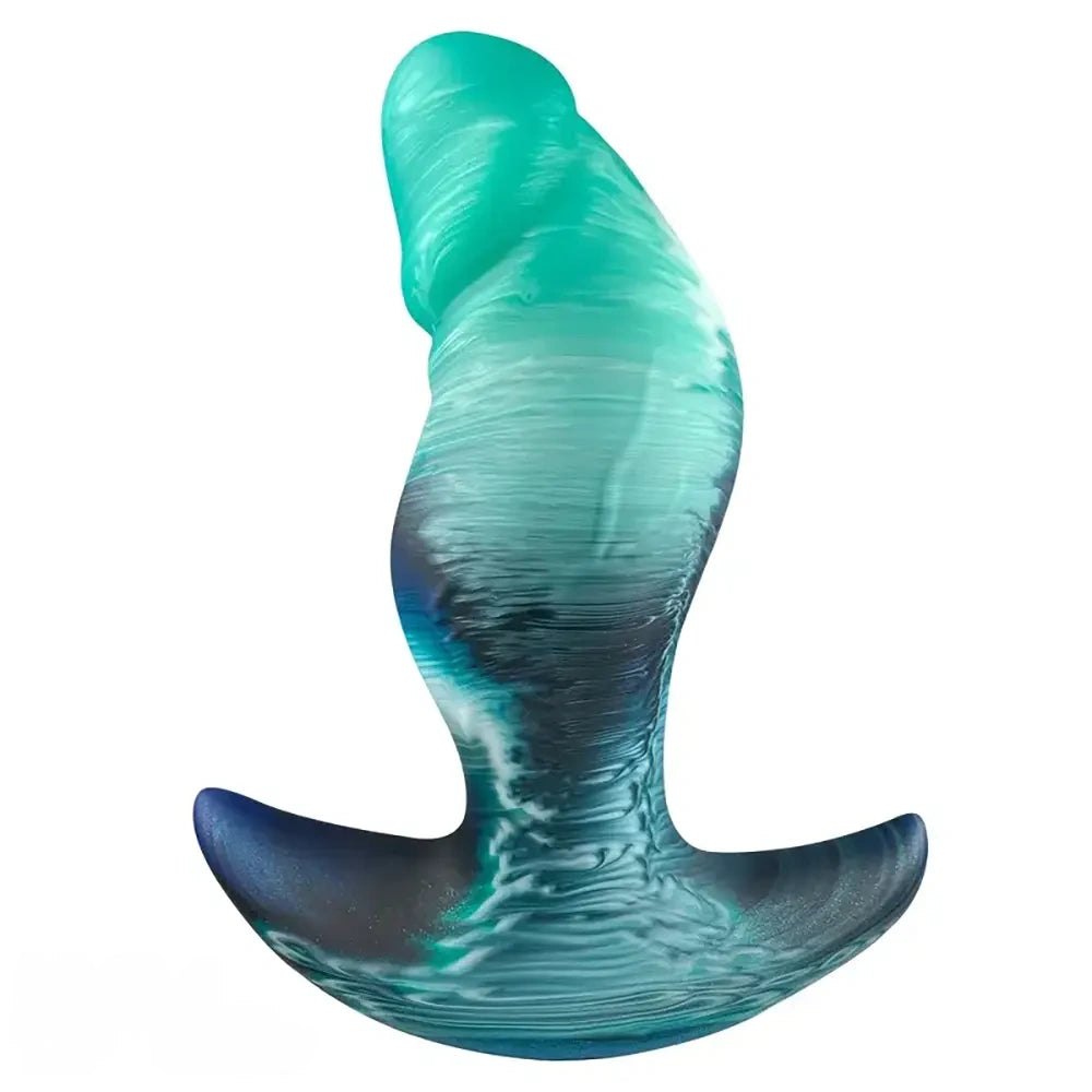 Green veined silicone butt plug, photo 1