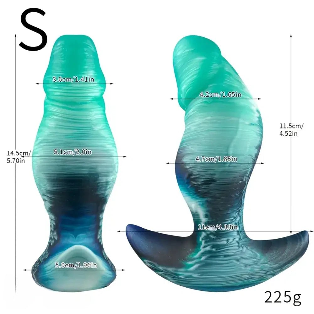 Green veined silicone butt plug, photo 3