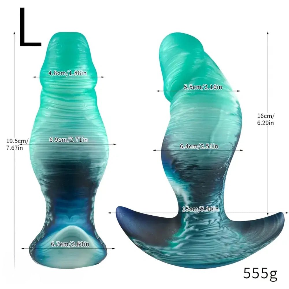 Green veined silicone butt plug, photo 4