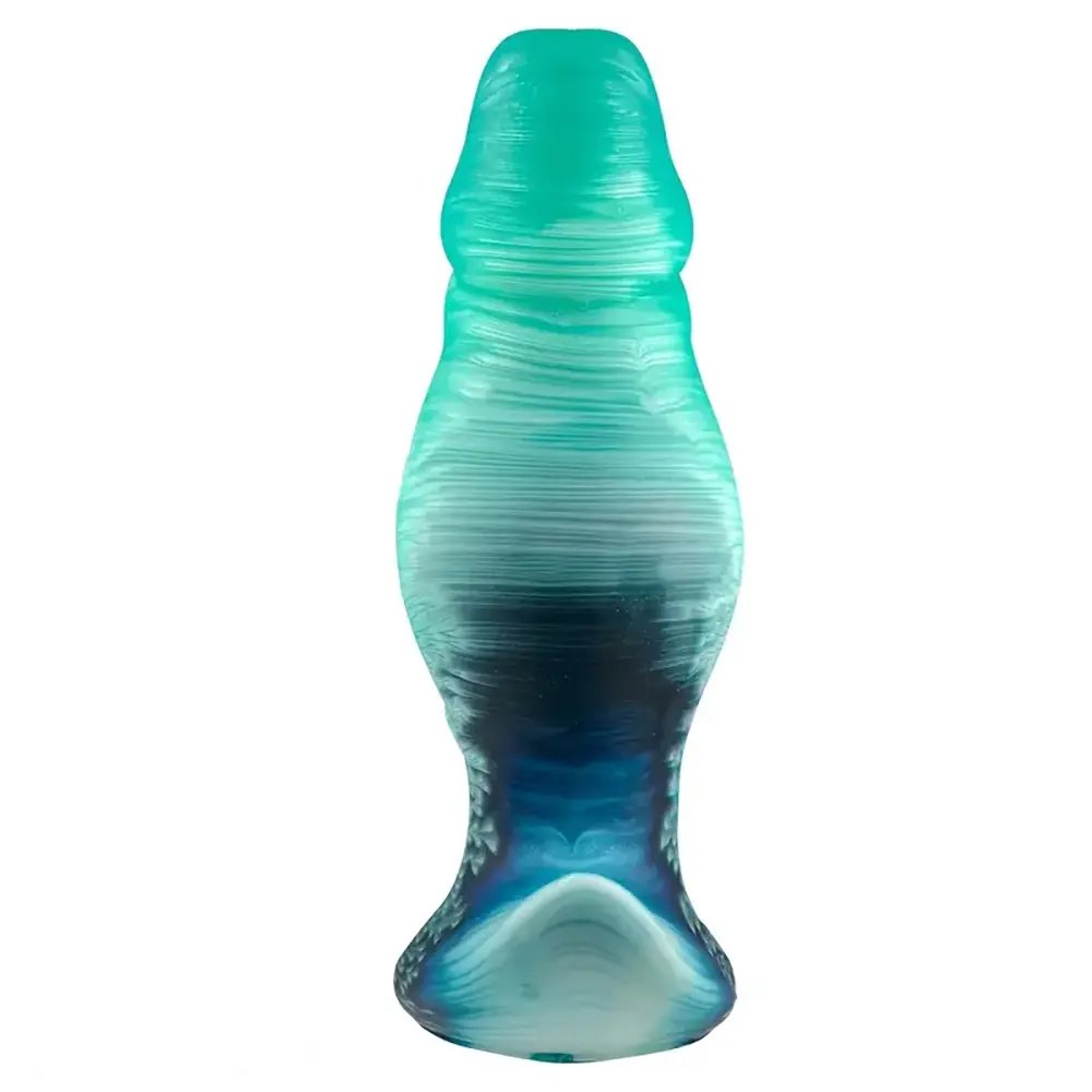 Green veined silicone butt plug, photo 7