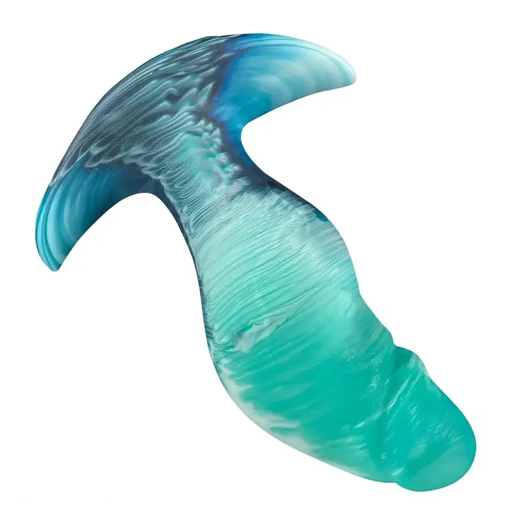 Green veined silicone butt plug, photo 8