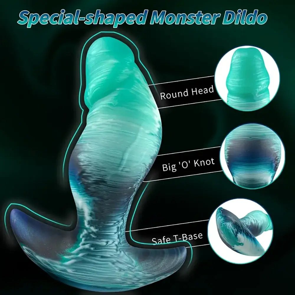 Green veined silicone butt plug, photo 9