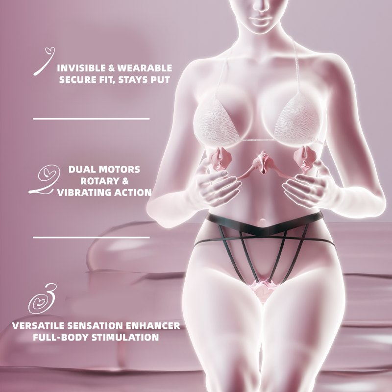Pink wearable vibrating nipple clamps, photo 3