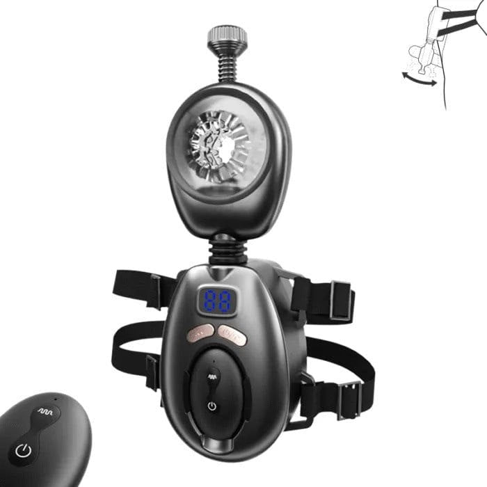 Black wearable vibrating thrusting strap-on, photo 9