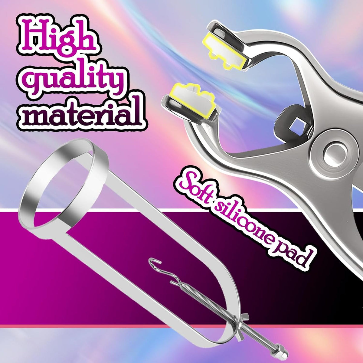 Silver stainless steel adjustable nipple clamps, photo 3