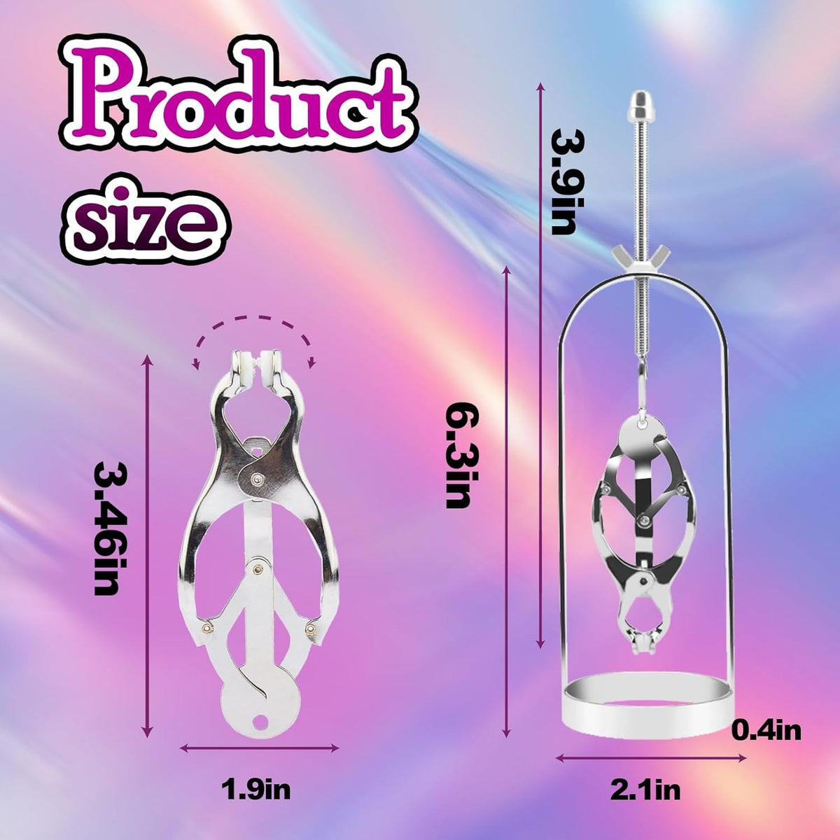 Silver stainless steel adjustable nipple clamps, photo 7