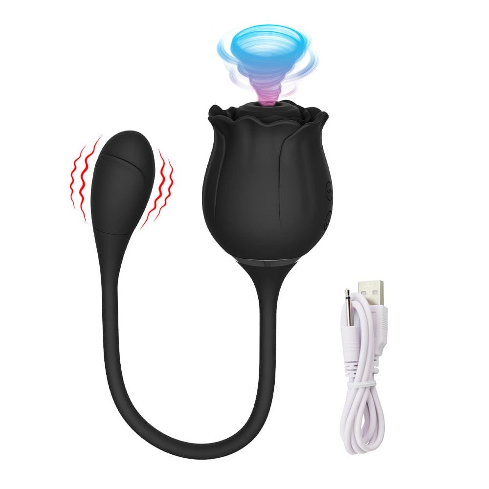 Black rose shaped silicone g-spot vibrator