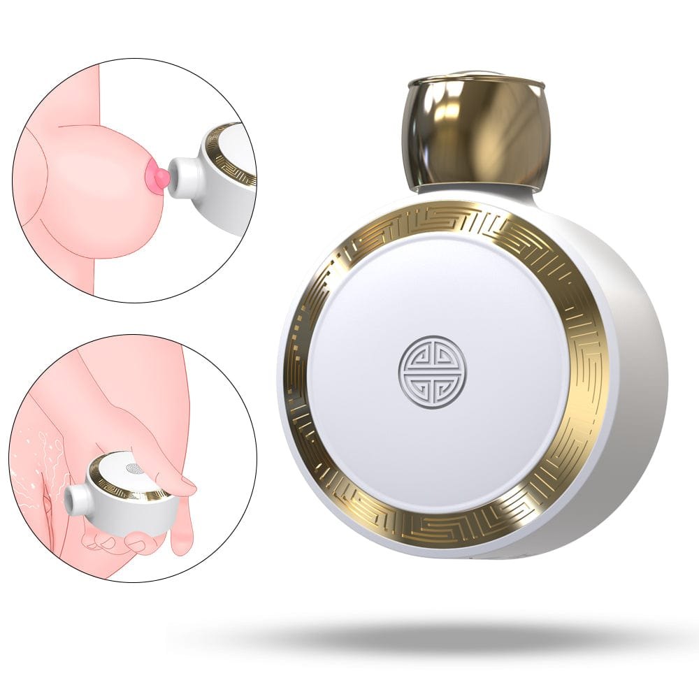 White and gold clitoral suction vibrator, photo 1